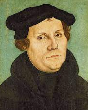 Luther, son opposition aux pratiques du pape vont aboutir à la scission d'un christianisme jusque-là seul à dominer la pensée en Europe.png