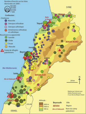 localisation des confessions au Liban